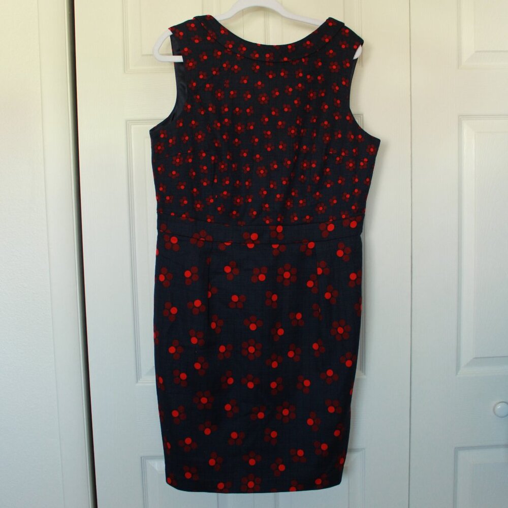Boden "Martha" navy and coral red boatneck collar dress size 14